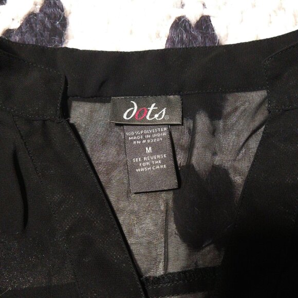 Dots Black Button Down Blouse - Picture 7 of 7